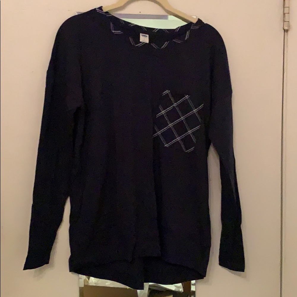 Old Navy Top Plaid pocket Long sleeve size small